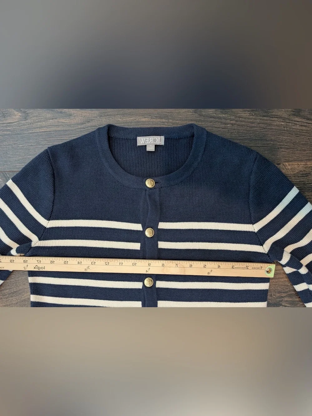 J.Crew Emilie Sweater Lady Jacket in Stripe Navy Ecru Size Small